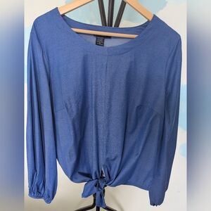 Ashley Stewart blue long sleeved blouse - size 12